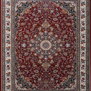 فرش کلاسیک 700 شانه طرح شاه عباسی زمینه لاکی