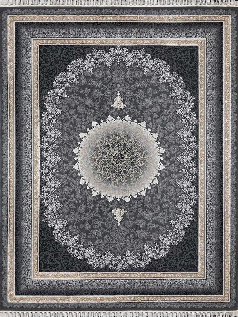 فرش کلاسیک 700 شانه طرح مهر زمینه دودی